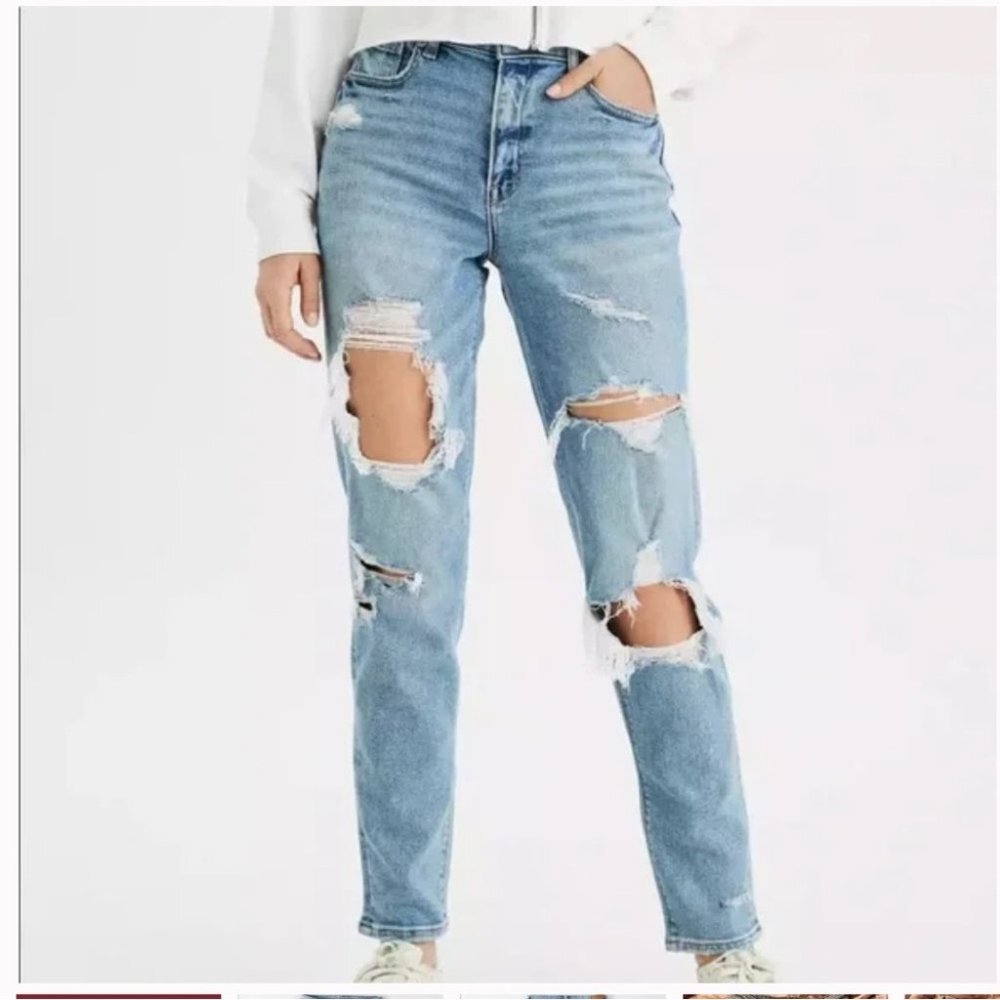 American Eagle AE Distressed High Rise Mom Jeans - Picture 13 of 13